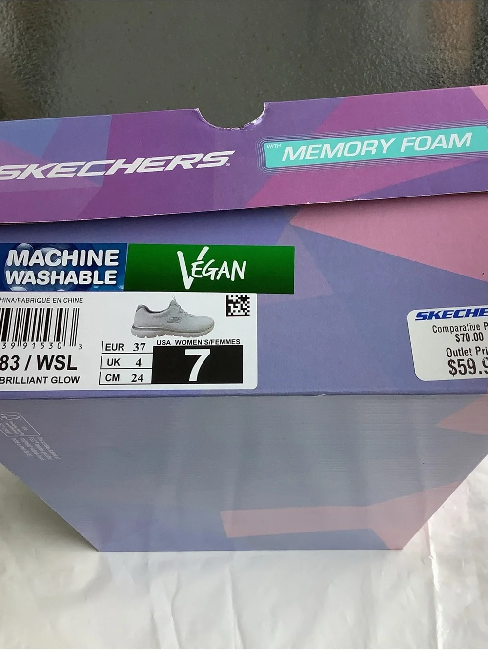 Skechers Summits white Silver Memory Foam Shoes NWB Size 7.